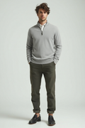 Men Sweater | Quarter-Zip Stand-Up Collar Slim Fit