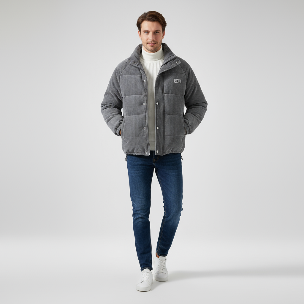 Men Coat | Loose Fit Full-Length Zipper for Cold Weather
