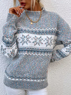 Women Sweater | Relaxed Fit Fair Isle Jacquard Pattern