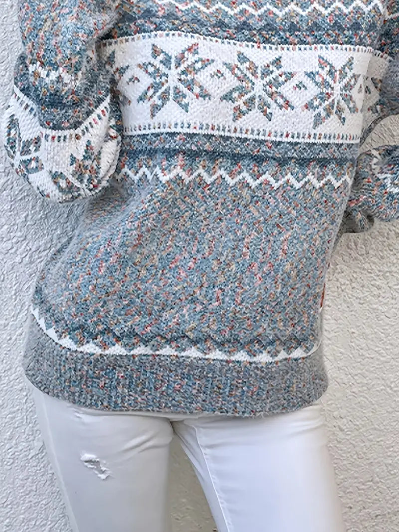 Women Sweater | Relaxed Fit Fair Isle Jacquard Pattern