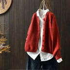 Women Cardigan | Oversized Fit with Full-Length Button Front