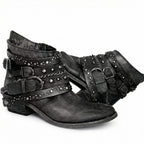 Women Boots | Multi-Strap Buckle with Side Zip Closure