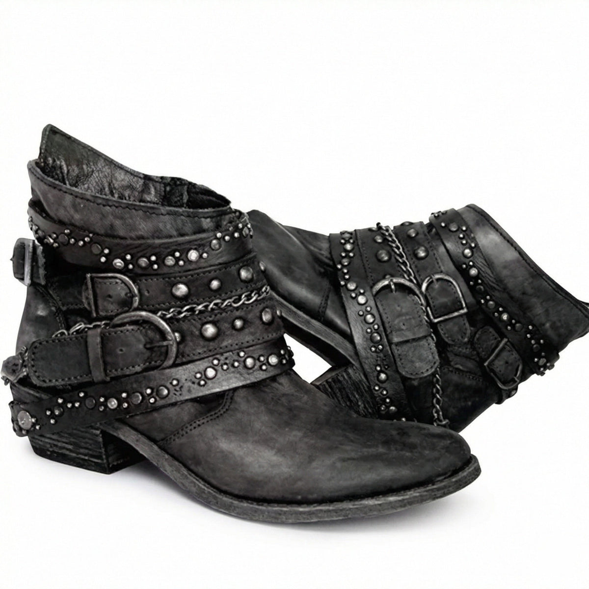 Women Boots | Multi-Strap Buckle with Side Zip Closure