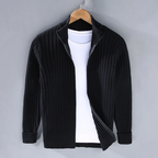 Men Cardigan | Full-Zip Relaxed Fit with Stand Collar