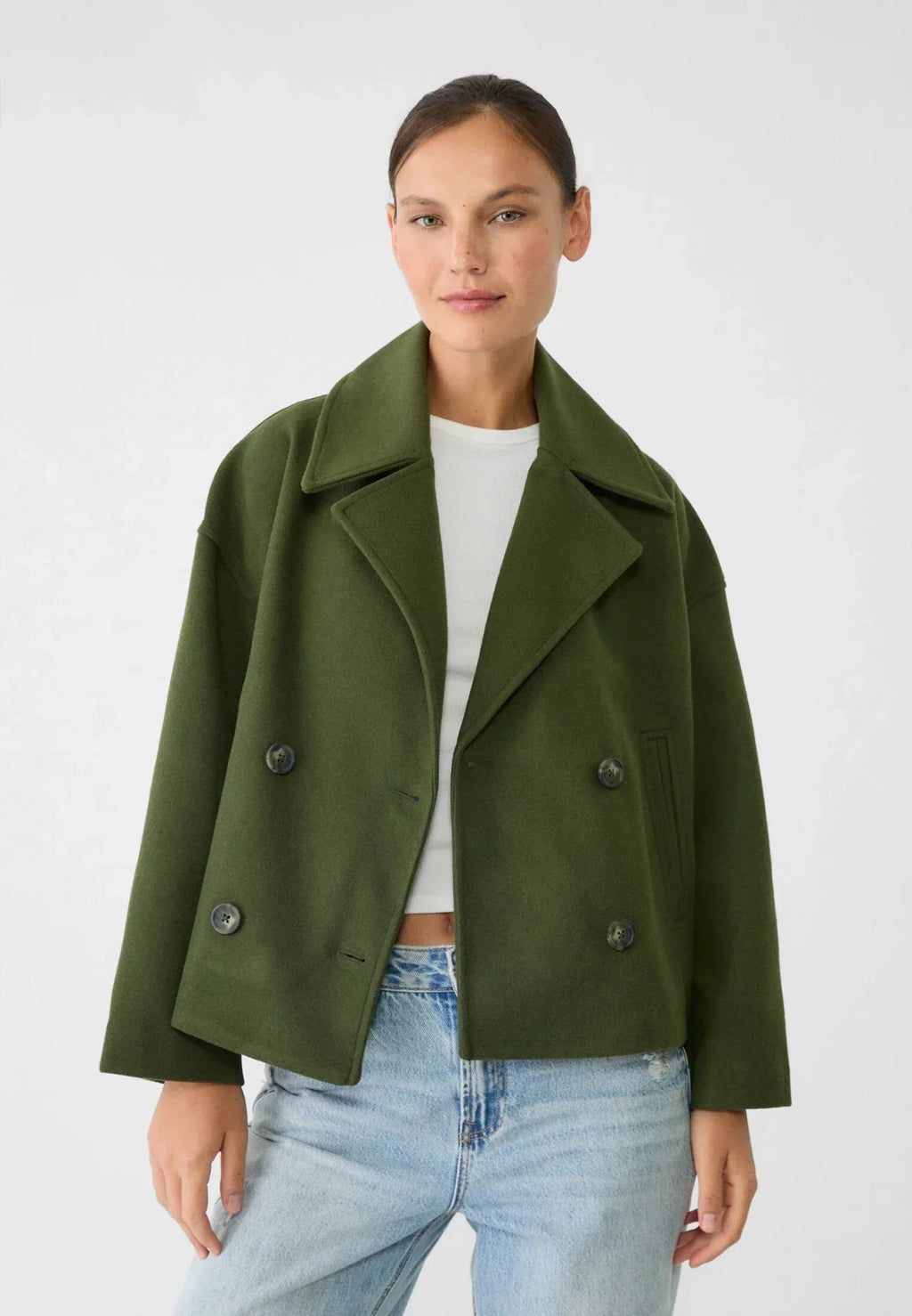 Women Jacket | Double-Breasted Cropped Fit with Lapels