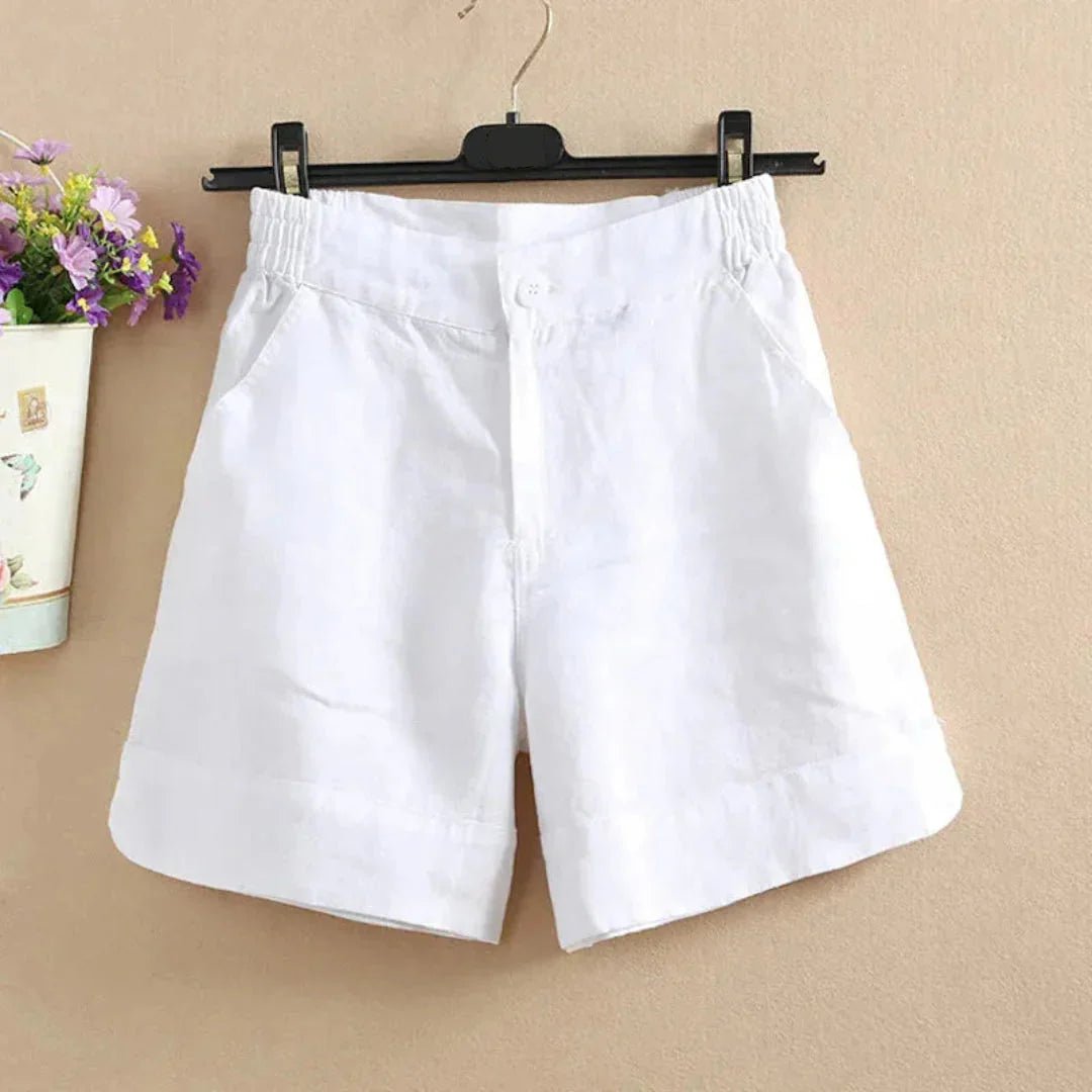 Shorts Women Elastic Waist Loose Fit Button Closure Style - Evergreen Outfits - Women Short