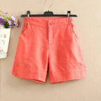 Shorts Women Elastic Waist Loose Fit Button Closure Style - Evergreen Outfits - Women Short