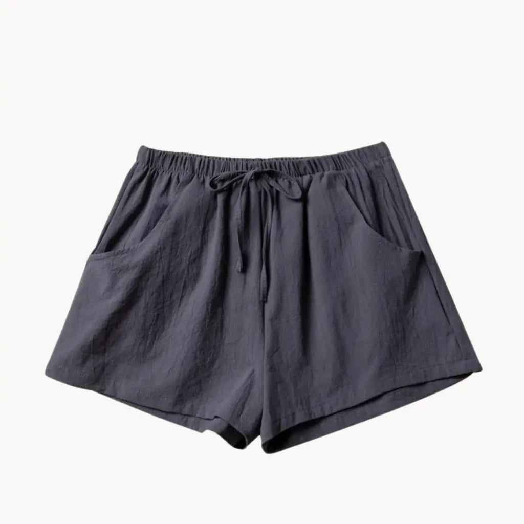 Shorts Women Linen High Waist Drawstring Relaxed Fit Cut - Evergreen Outfits - Women Short