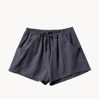 Shorts Women Linen High Waist Drawstring Relaxed Fit Cut - Evergreen Outfits - Women Short