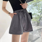 Shorts Women Linen High Waist Drawstring Relaxed Fit Cut - Evergreen Outfits - Women Short