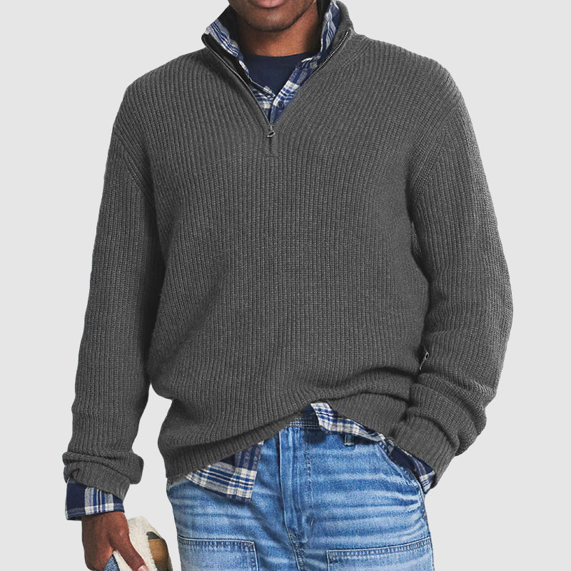 Men Sweatshirt | Ribbed Crew Neck with Long Sleeve Knit