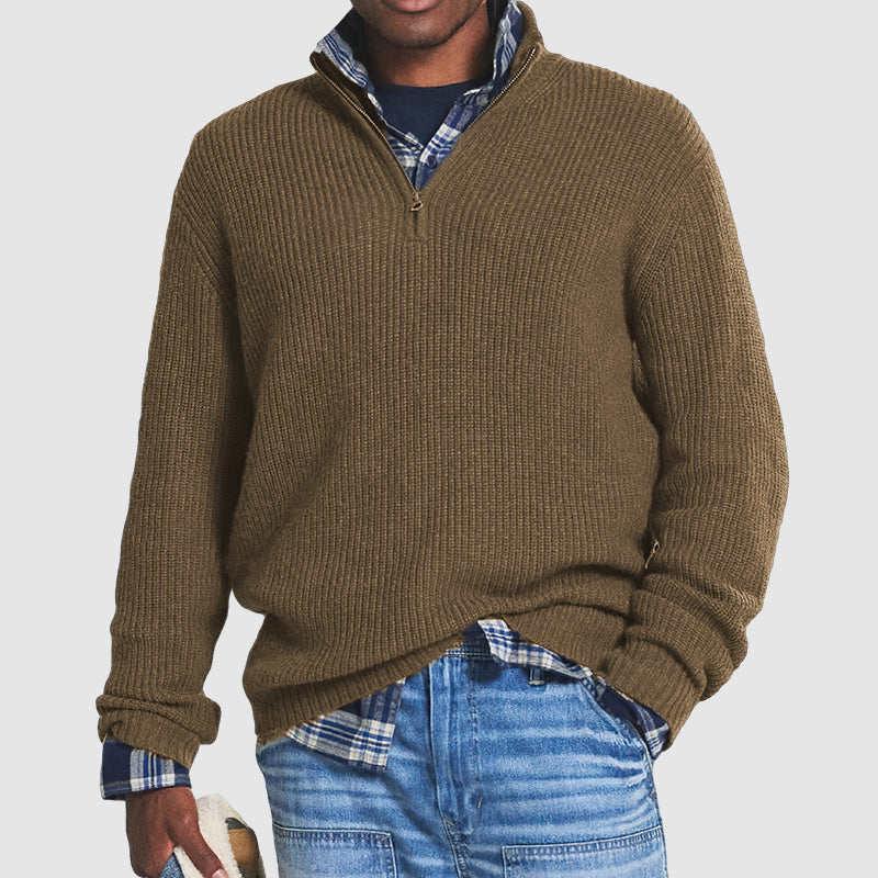Men Sweatshirt | Ribbed Crew Neck with Long Sleeve Knit
