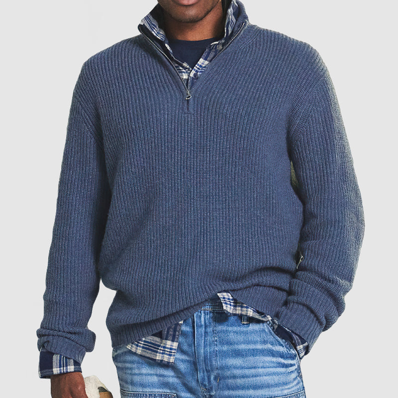 Men Sweatshirt | Ribbed Crew Neck with Long Sleeve Knit
