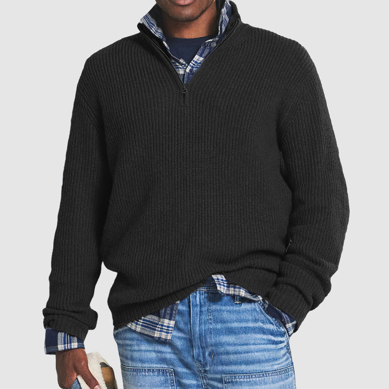 Men Sweatshirt | Ribbed Crew Neck with Long Sleeve Knit