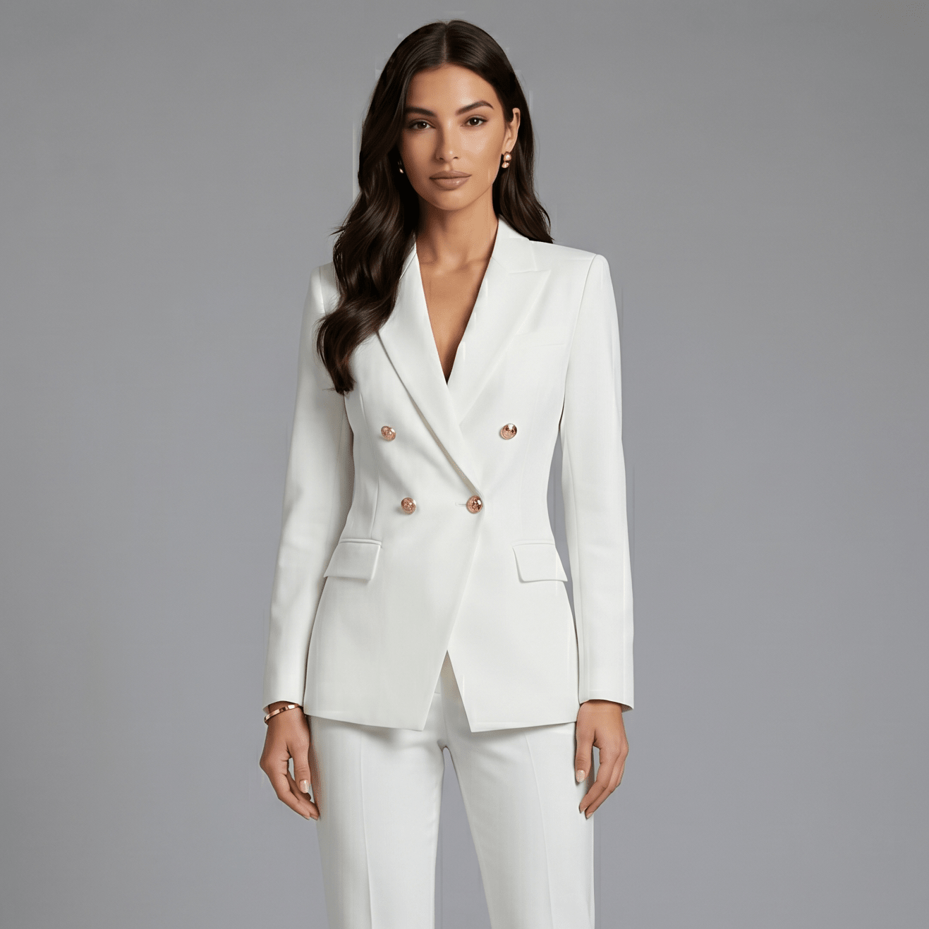 Suit Set Women Two Piece Front Button Closure - Evergreen Outfits - Women Set