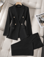 Suit Set Women Two Piece Front Button Closure - Evergreen Outfits - Women Set