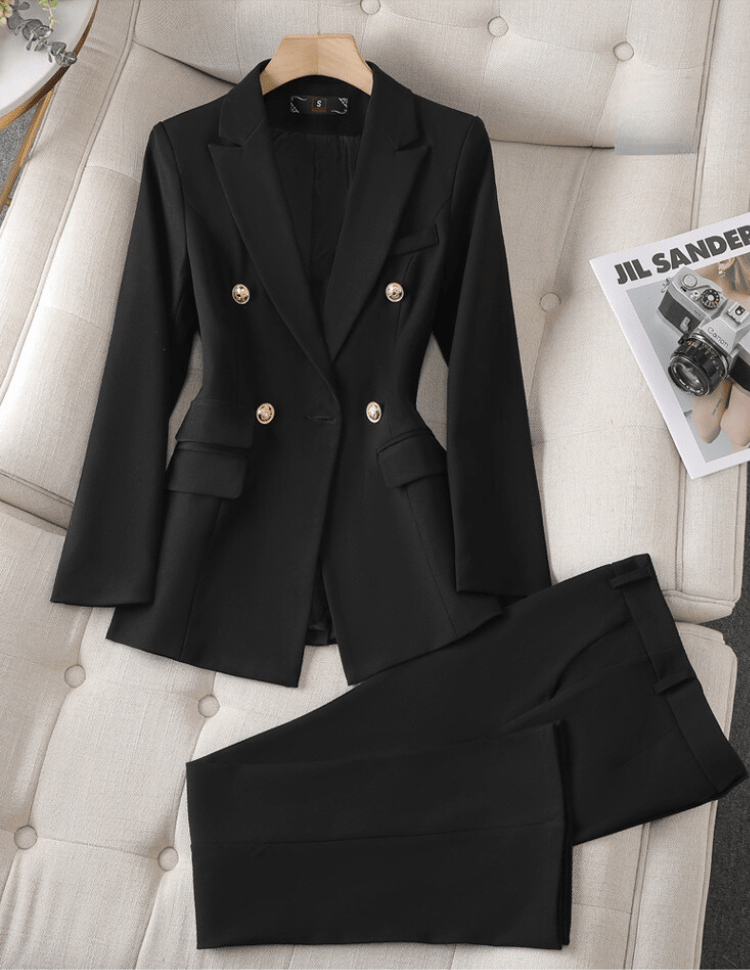 Suit Set Women Two Piece Front Button Closure - Evergreen Outfits - Women Set
