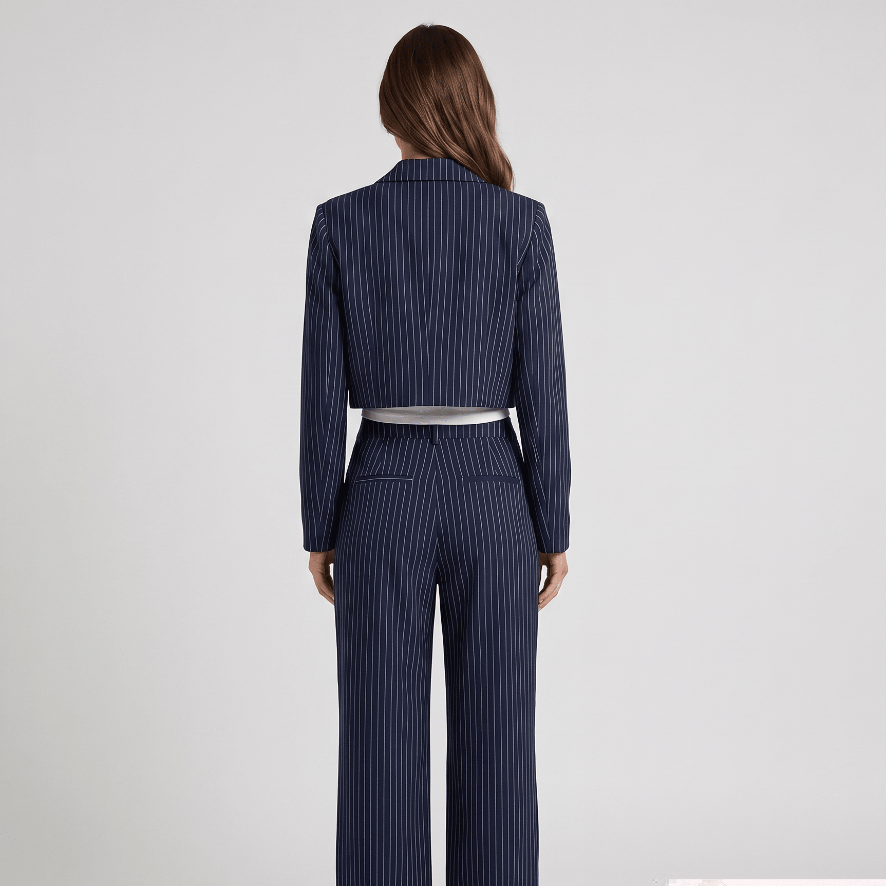 Suit Set Women Two Piece Striped Blazer Straight Leg - Evergreen Outfits - Women Set