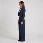 Suit Set Women Two Piece Striped Blazer Straight Leg - Evergreen Outfits - Women Set