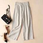 Trousers Women High Waist Wide Leg Cotton Linen Blend - Evergreen Outfits - Women Pants