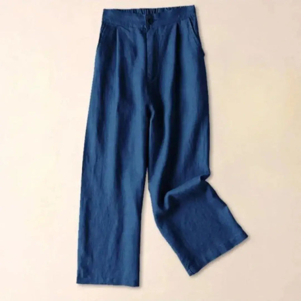 Trousers Women High Waist Wide Leg Cotton Linen Blend - Evergreen Outfits - Women Pants