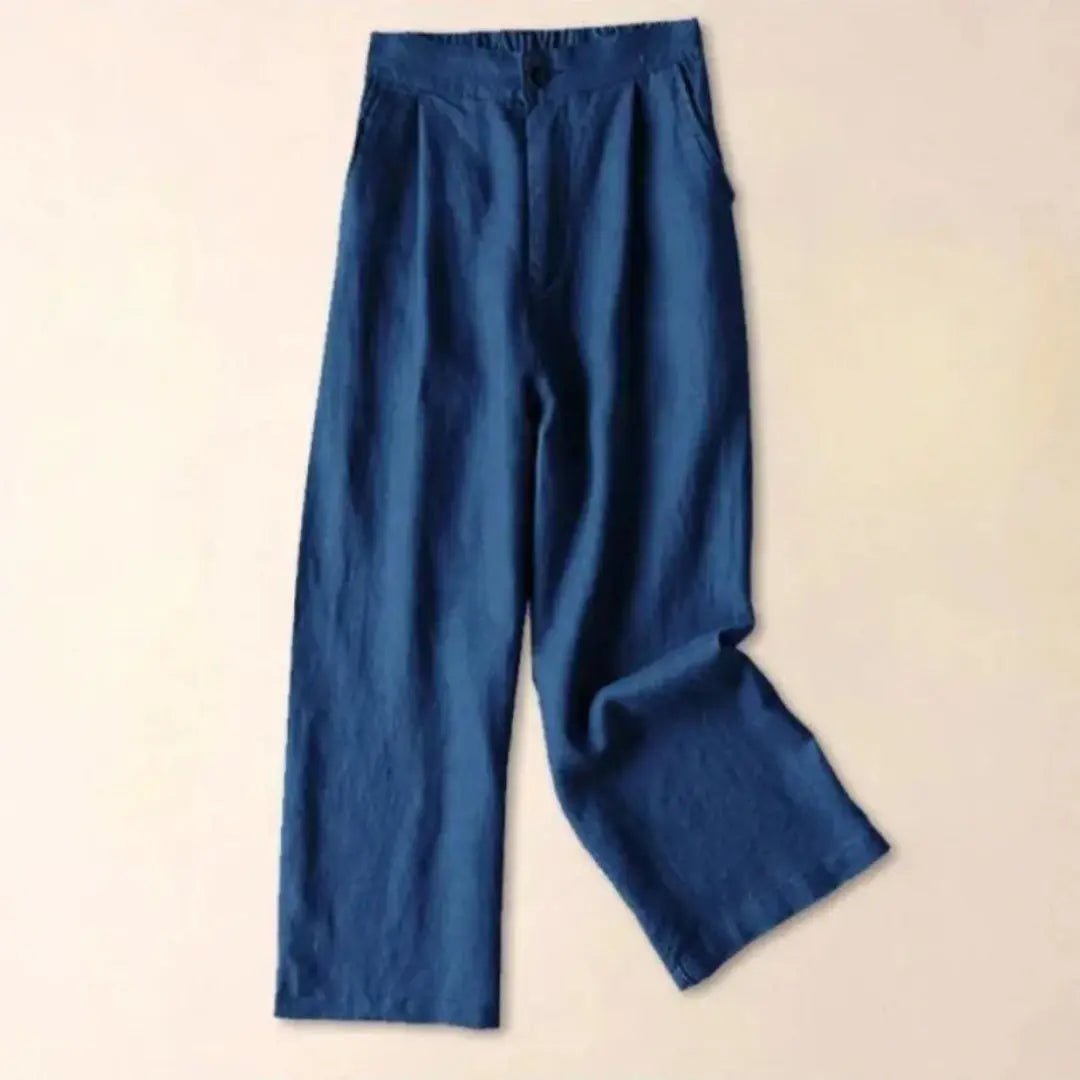 Trousers Women High Waist Wide Leg Cotton Linen Blend - Evergreen Outfits - Women Pants