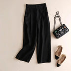 Trousers Women High Waist Wide Leg Cotton Linen Blend - Evergreen Outfits - Women Pants