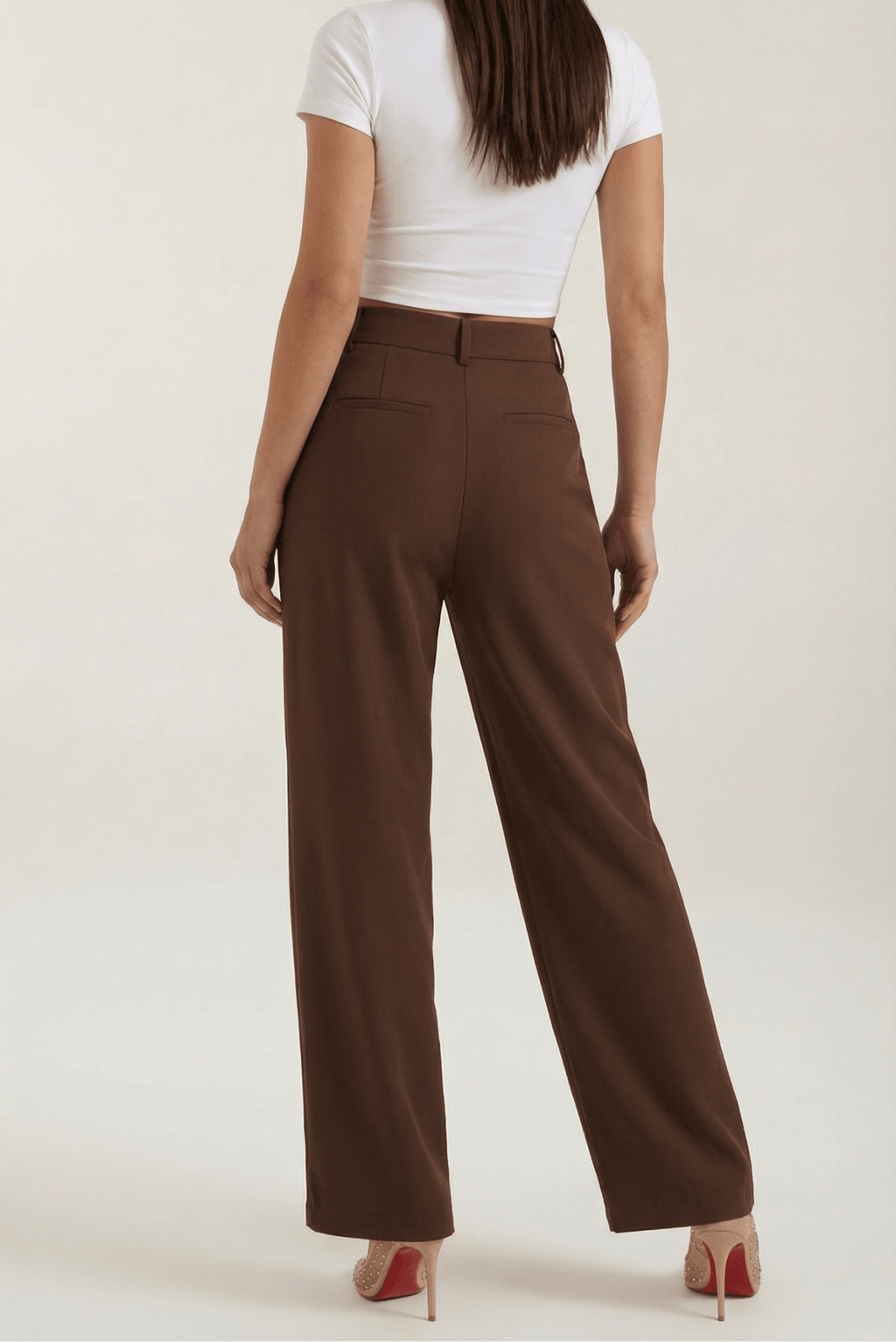 Trousers Women High Waisted Wide Leg Pleated Full Length - Evergreen Outfits - Women Pants