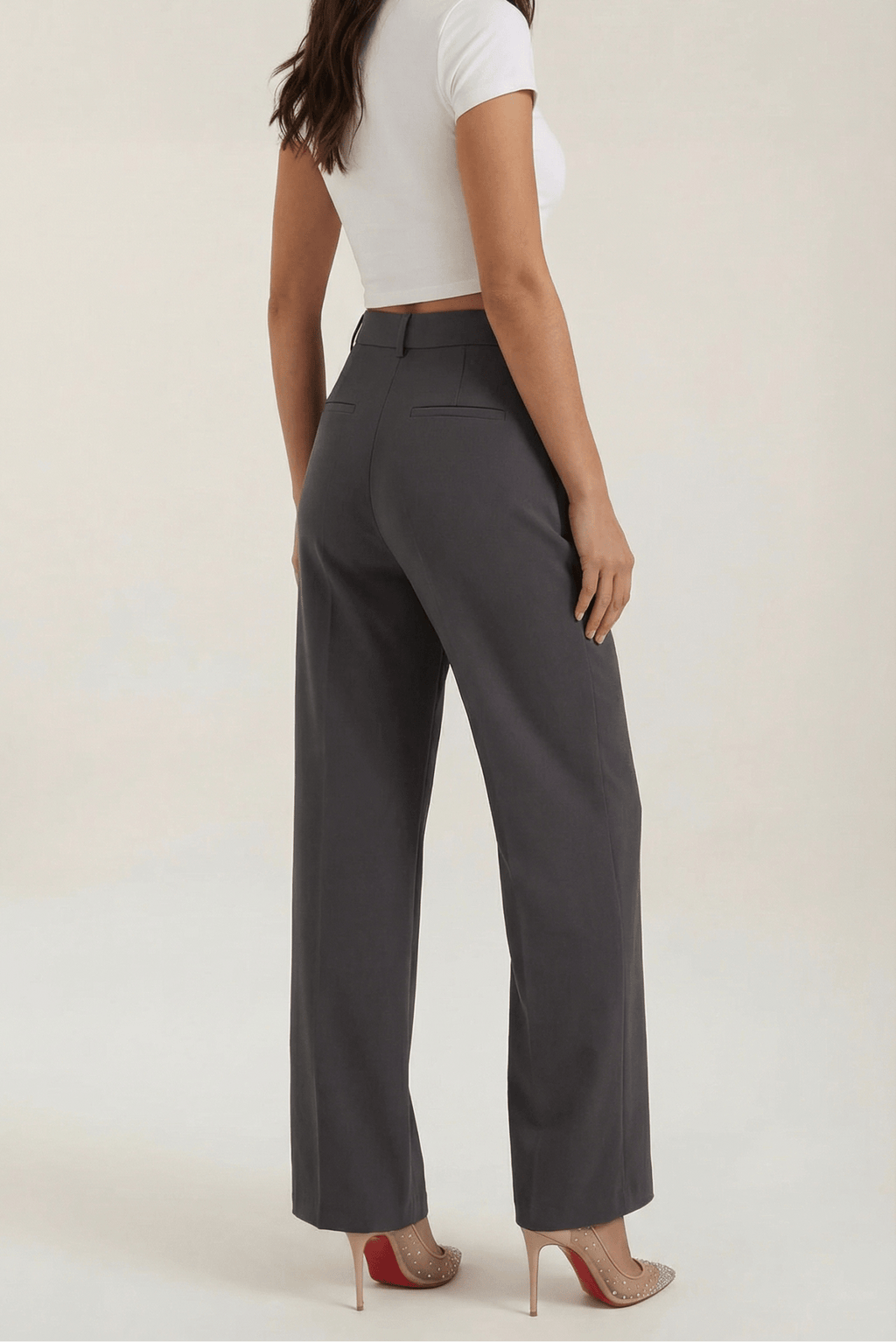 Trousers Women High Waisted Wide Leg Pleated Full Length - Evergreen Outfits - Women Pants