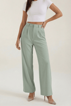 Trousers Women High Waisted Wide Leg Pleated Full Length - Evergreen Outfits - Women Pants