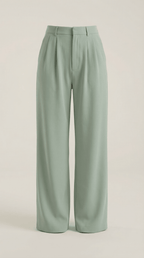 Trousers Women High Waisted Wide Leg Pleated Full Length - Evergreen Outfits - Women Pants