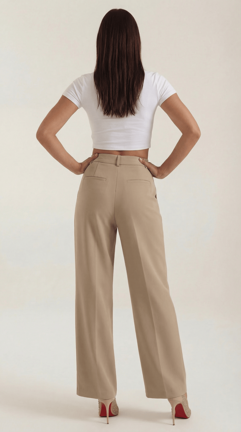 Trousers Women High Waisted Wide Leg Pleated Full Length - Evergreen Outfits - Women Pants