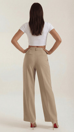 Trousers Women High Waisted Wide Leg Pleated Full Length - Evergreen Outfits - Women Pants