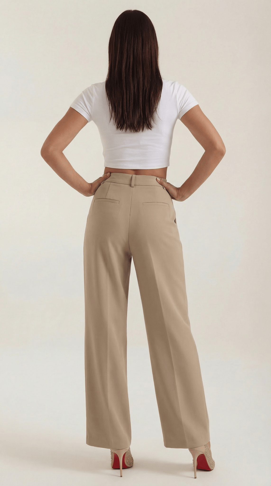 Trousers Women High Waisted Wide Leg Pleated Full Length - Evergreen Outfits - Women Pants