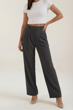 Trousers Women High Waisted Wide Leg Pleated Full Length - Evergreen Outfits - Women Pants