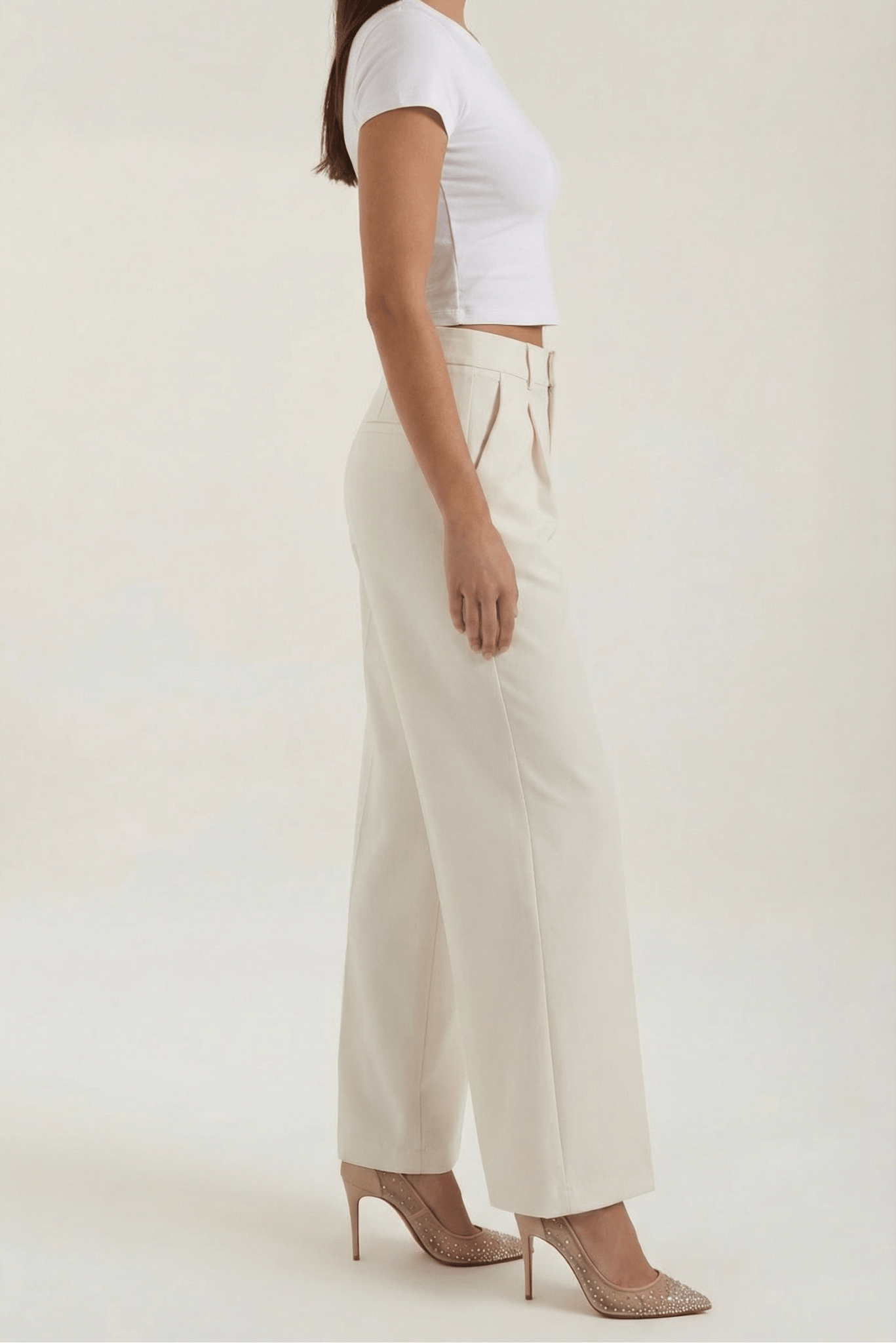 Trousers Women High Waisted Wide Leg Pleated Full Length - Evergreen Outfits - Women Pants