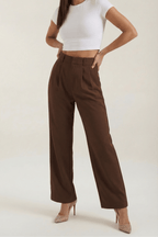 Trousers Women High Waisted Wide Leg Pleated Full Length - Evergreen Outfits - Women Pants