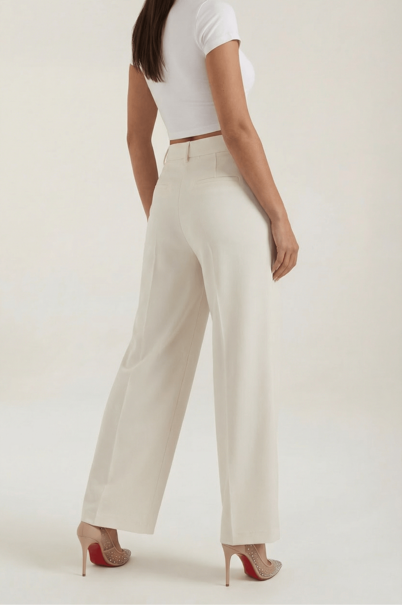 Trousers Women High Waisted Wide Leg Pleated Full Length - Evergreen Outfits - Women Pants