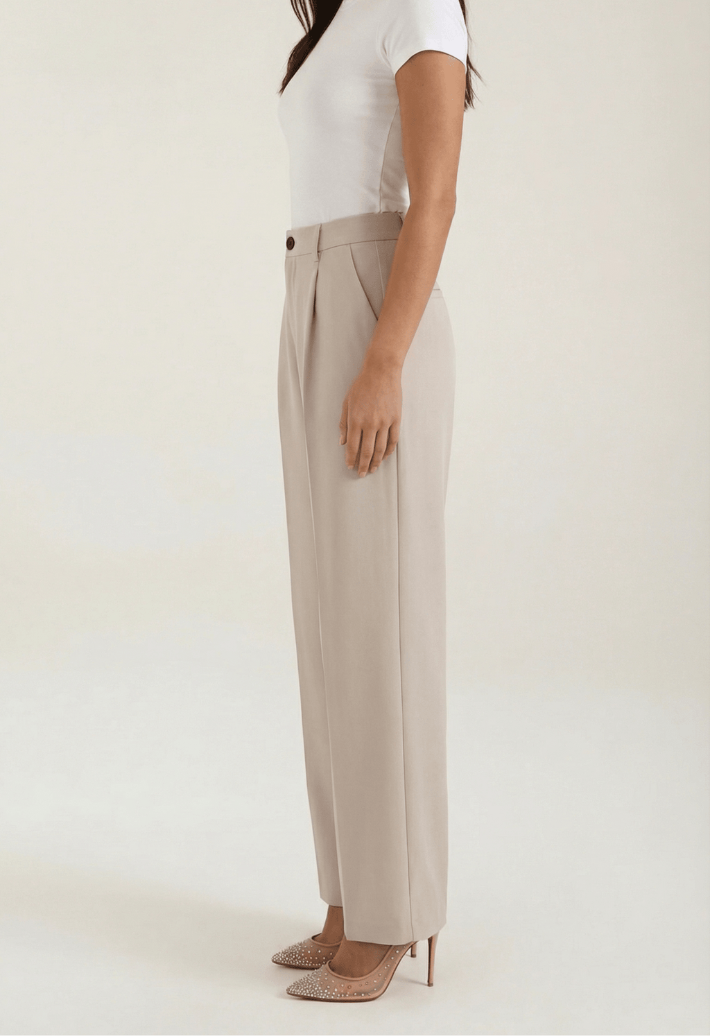Trousers Women High Waisted Wide Leg Pleated Full Length - Evergreen Outfits - Women Pants