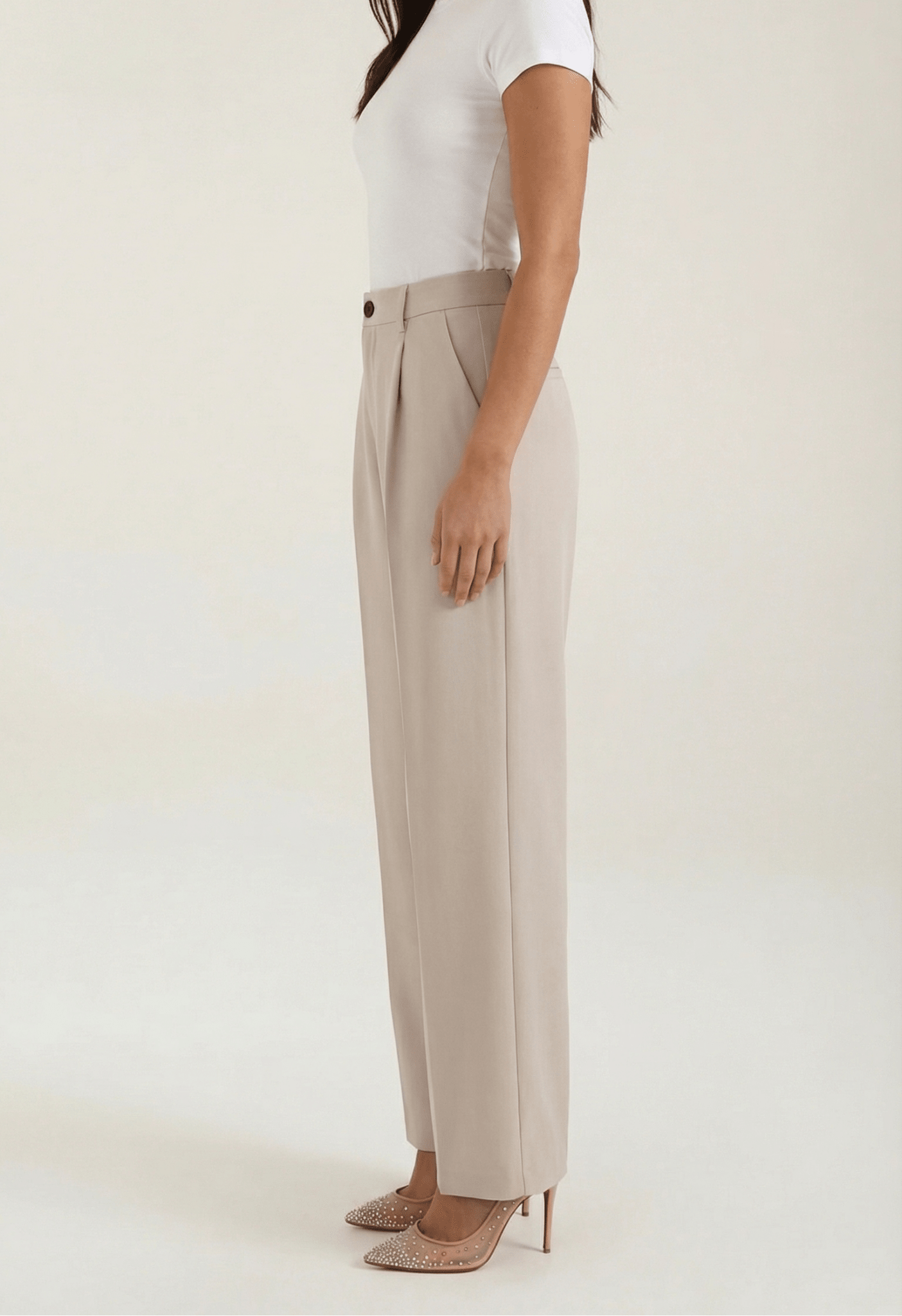 Trousers Women High Waisted Wide Leg Pleated Full Length - Evergreen Outfits - Women Pants