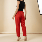 Trousers Women Linen Blend Relaxed Fit Cropped Length - Evergreen Outfits - Women Pants