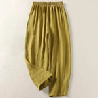 Trousers Women Linen Blend Relaxed Fit Cropped Length - Evergreen Outfits - Women Pants