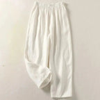 Trousers Women Linen Blend Relaxed Fit Cropped Length - Evergreen Outfits - Women Pants