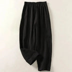 Trousers Women Linen Blend Relaxed Fit Cropped Length - Evergreen Outfits - Women Pants