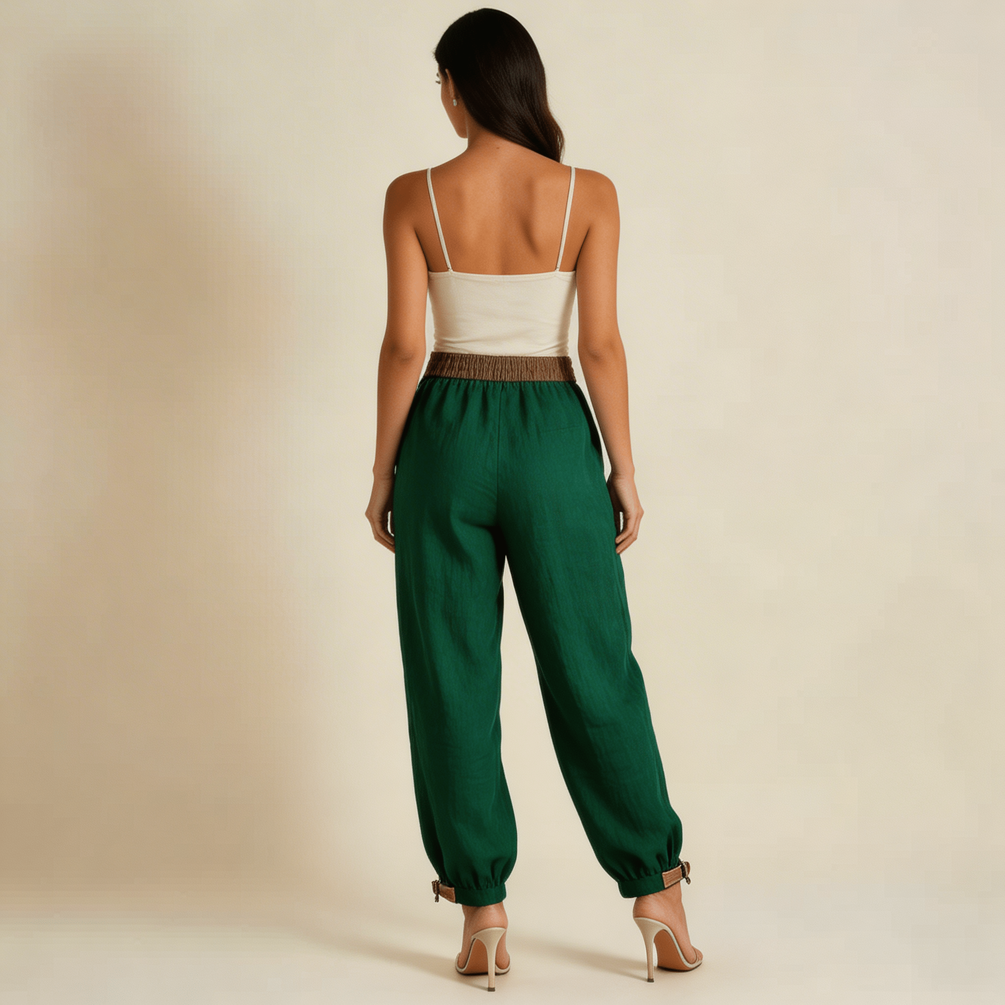 Trousers Women Relaxed Fit Drawstring Linen Full Length - Evergreen Outfits - Women Pants
