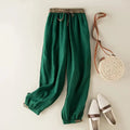 Trousers Women Relaxed Fit Drawstring Linen Full Length - Evergreen Outfits - Women Pants