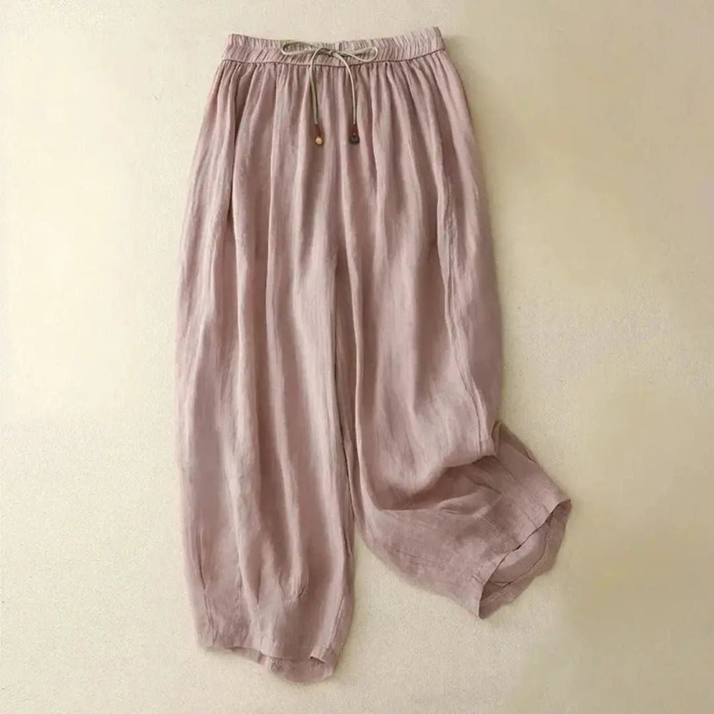 Trousers Women Relaxed Fit Tapered Leg Drawstring Linen - Evergreen Outfits - Women Pants