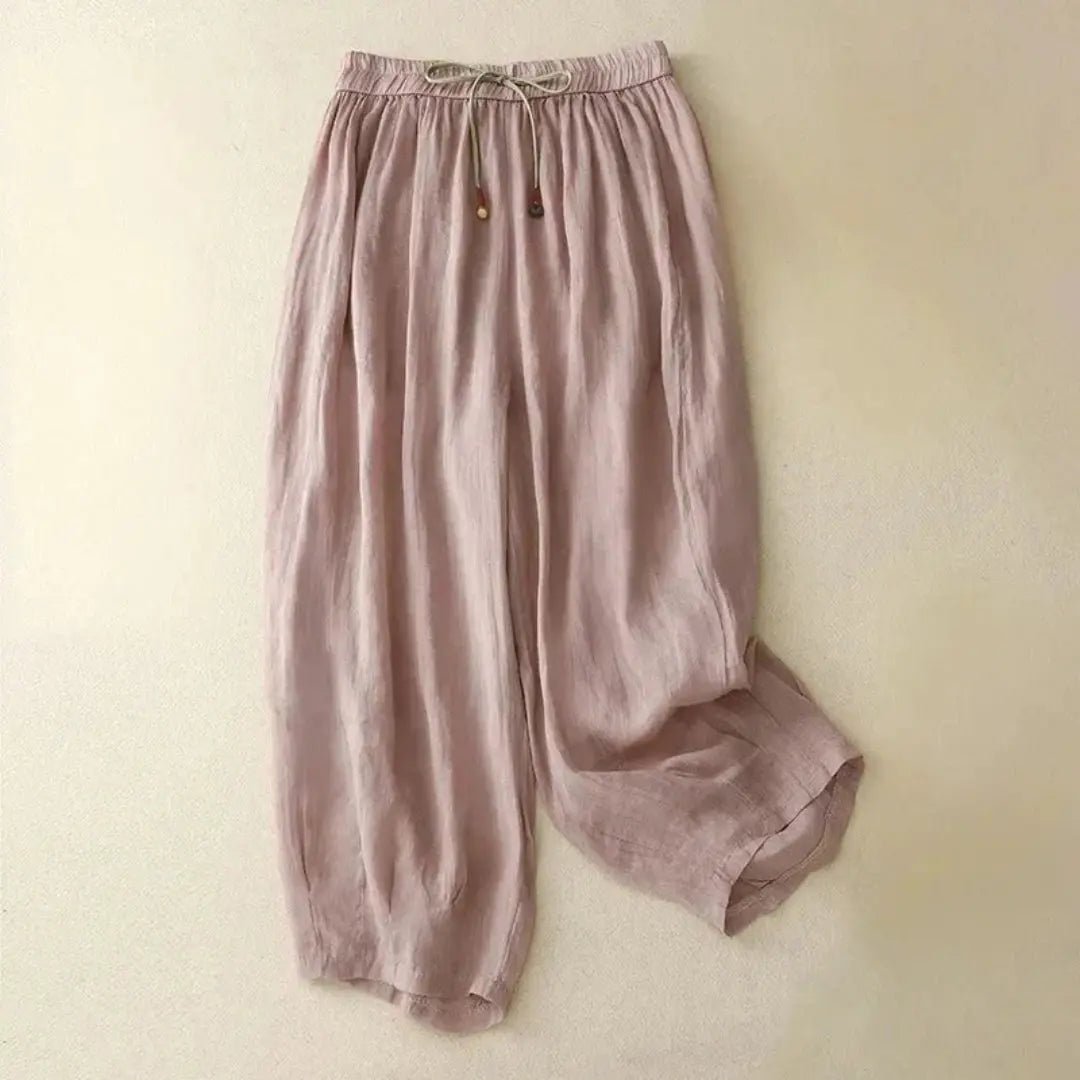 Trousers Women Relaxed Fit Tapered Leg Drawstring Linen - Evergreen Outfits - Women Pants