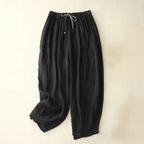 Trousers Women Relaxed Fit Tapered Leg Drawstring Linen - Evergreen Outfits - Women Pants