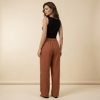 Trousers Women Relaxed Fit Tapered Leg Drawstring Linen - Evergreen Outfits - Women Pants